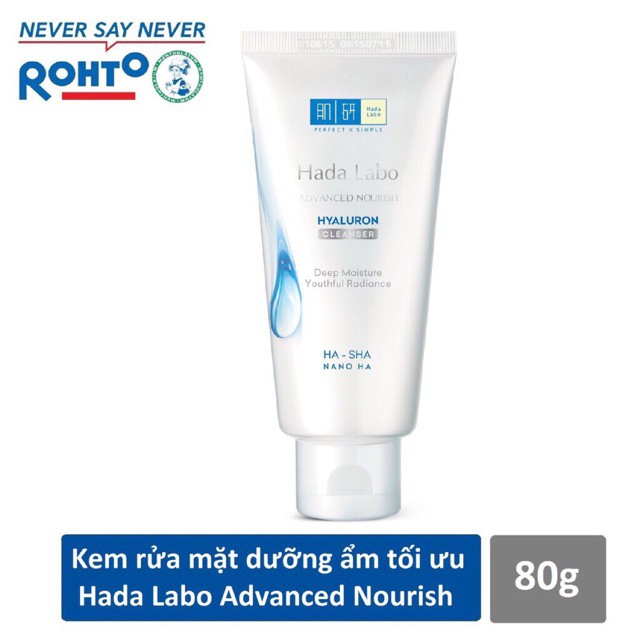 Kem rửa mặt dưỡng ẩm tối ưu Hada Labo Advanced Nourish Cleanser 80g