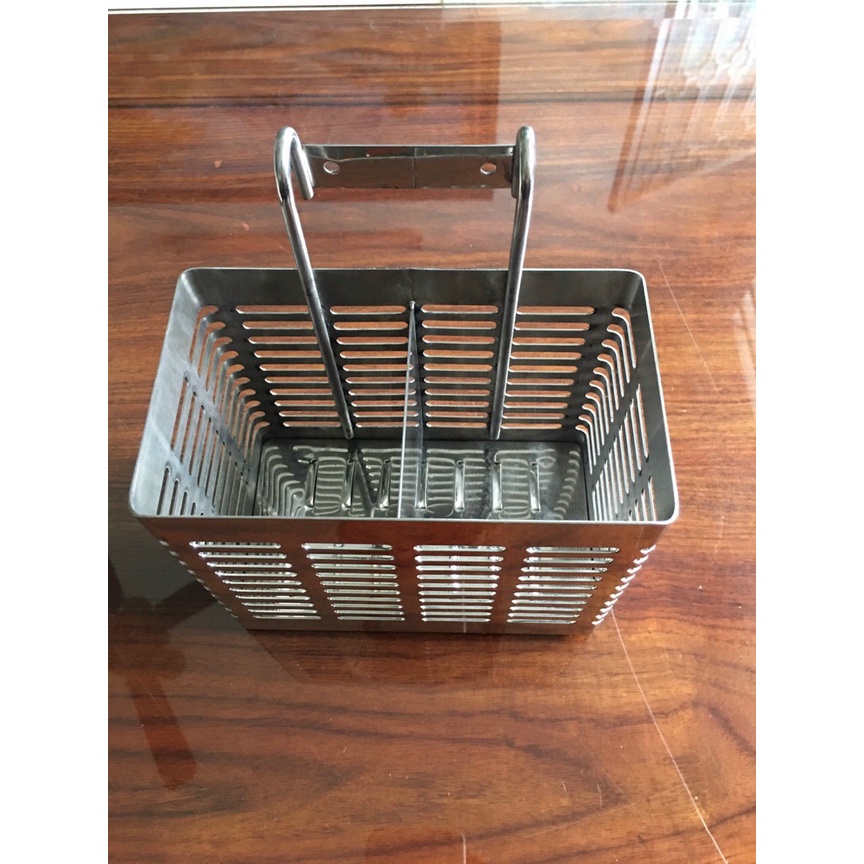 Ống đũa vuông inox 304, khay để đũa 2 ngăn, 3 ngăn - hàng không rỉ sét