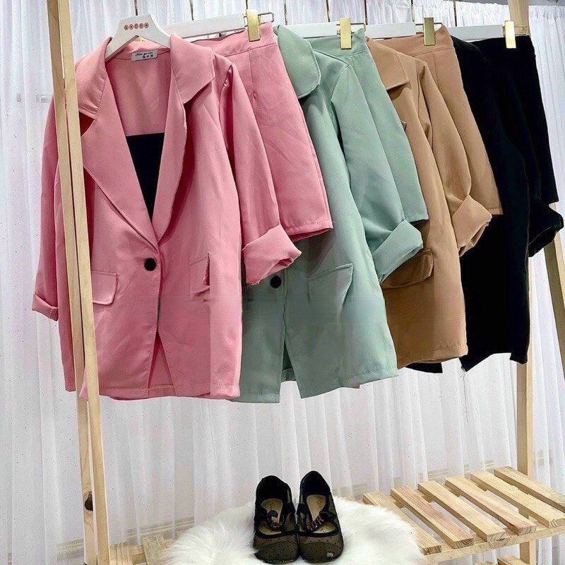 SET VEST BIGSIZE NỮ: áo blazer chân váy A size 60-90kg (có size) -Mặc đi tiệc, công sở