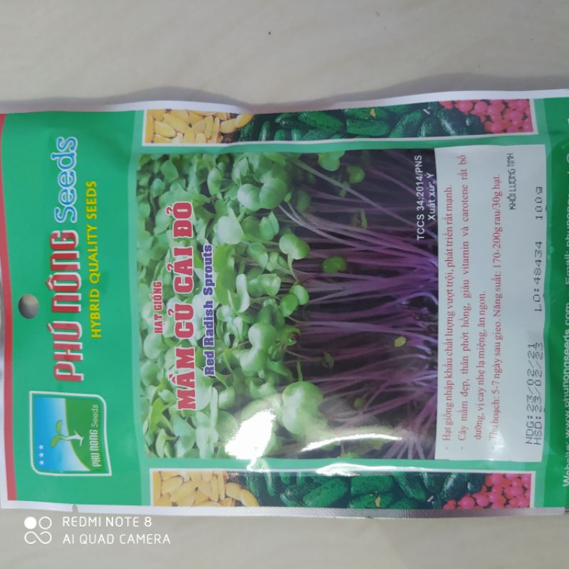 MẦM CỦ CẢI ĐỎ PHÚ NÔNG 100G