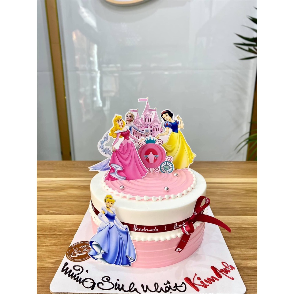 Bánh sinh nhật bé gái công chúa Elsa, công chúa hồng, vương miện, Bạch tuyết, giao hàng luôn, ship nhanh, bánh ngon sẵn