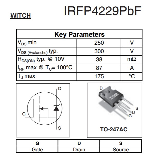 Mosfet IRFP4229 hàng tháo máy