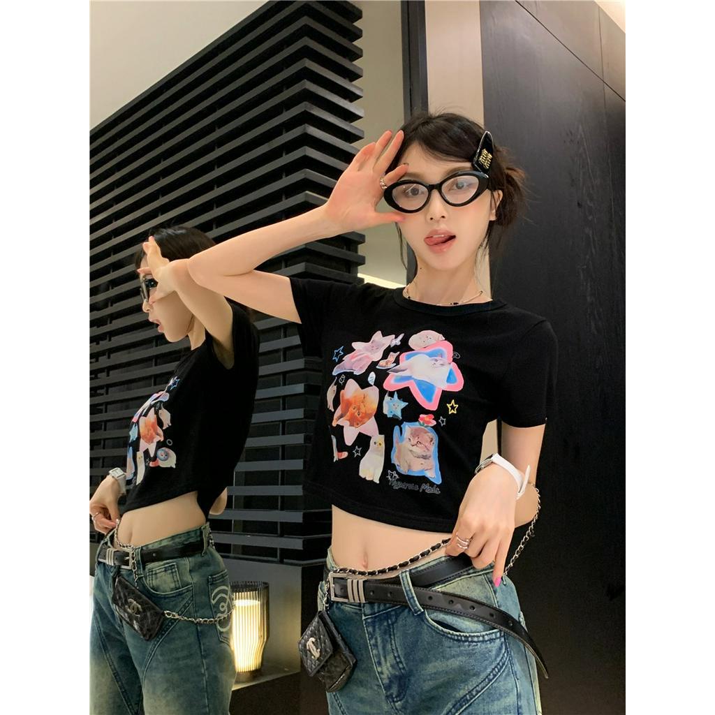 Áo Thun Ngắn Tay In Hình Mèo Phong Cách Mới Mùa Hè 62727