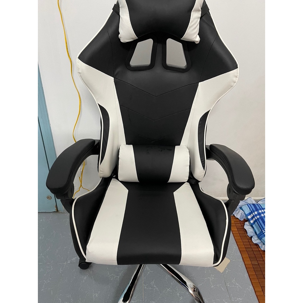 CHAIR-(Có 2 Gối ) Ghế game cao cấp chân xoay 360 độ dành cho game thủ ngả 135 độ model mới E-02S (WHITE)