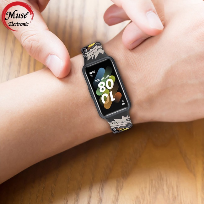 Dây Đeo Thay Thế Chất Liệu Silicon Hoạ Tiết Độc Đáo Cho Huawei Band 7