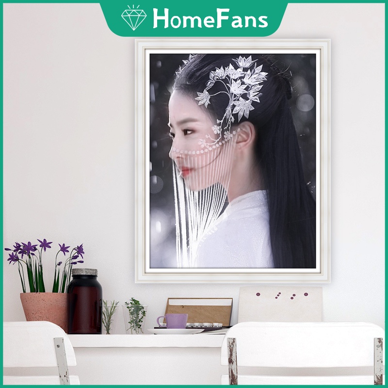 【HF】 Liu Yifei Tranh kim cương tự làm 5D Nữ diễn viên Crystal Liu Thích hợp cho trang trí nội thất Tường nghệ thuật 40x50cm