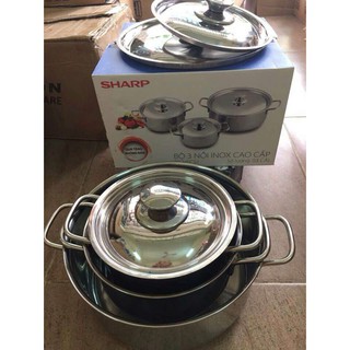 Bộ 3 nồi inox  Sharp ( đáy từ)