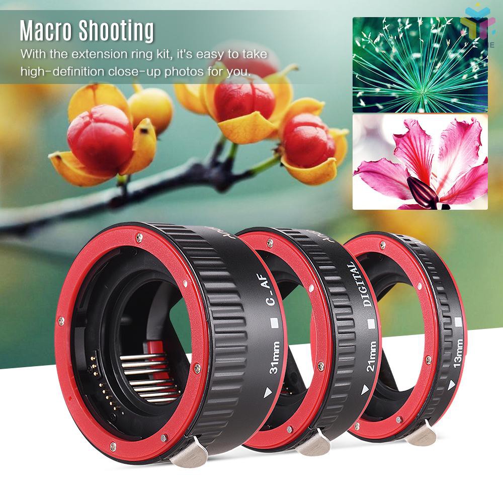 T&T Andoer Portable Auto Focus AF Macro Extension Tube Adapter Ring (13mm +21mm +31mm) for Canon EOS EF EF-S Mount Lens