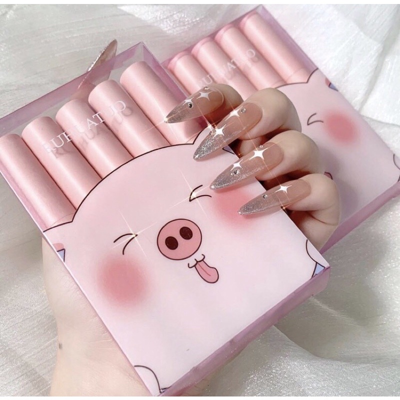 Set 5 Cây Son Lợn Hồng RUHUOTUO Nội Địa Trung