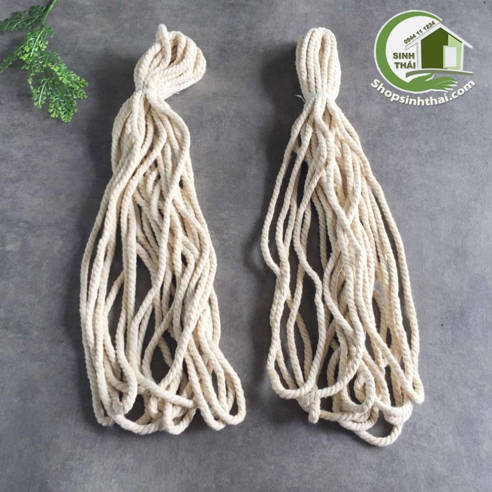 Dây thừng mềm màu trắng - dây thừng se Macrame cotton dày 7mm
