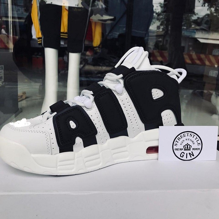 [Mã FATHANG5 giảm 10K đơn 50K] 🌸Giày Sneaker Uptempo Trắng chữ đen Unisex - KÈM HÌNH THẬT ( Gin store ) Gin Store V