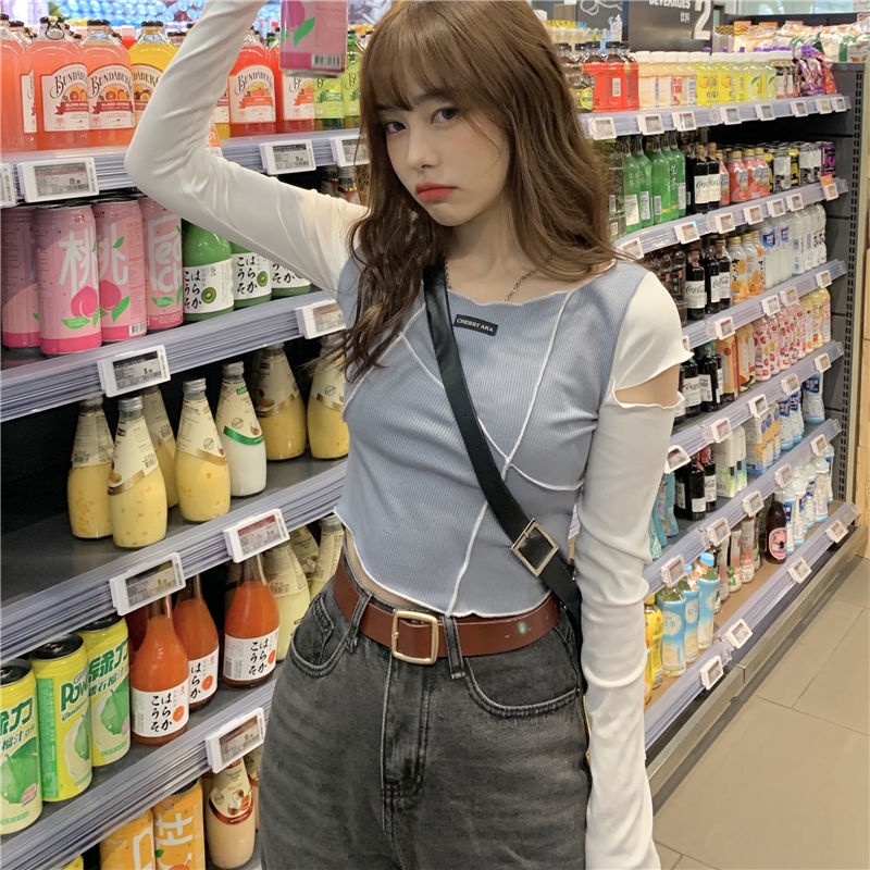 Áo Thun Lửng Tay Dài Chống Nắng Thoáng Khí Phong Cách Hong Kong Cho Nữ