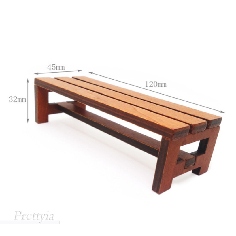 Mô hình ghế đẩu bằng gỗ thu nhỏ 1: 12 dùng trang trí tiểu cảnh DIY