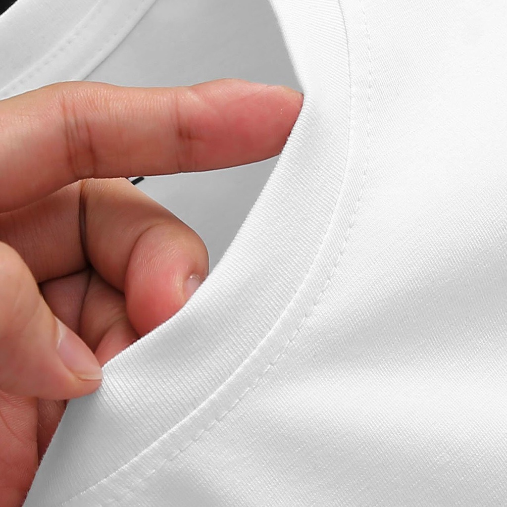 Áo thun nam màu trắng cổ tròn vải cotton cao cấp co giãn 4 chiều SOHEMI