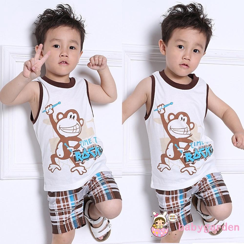 Set quần áo cotton dễ thương cho bé trai từ 2-7 tuổi
