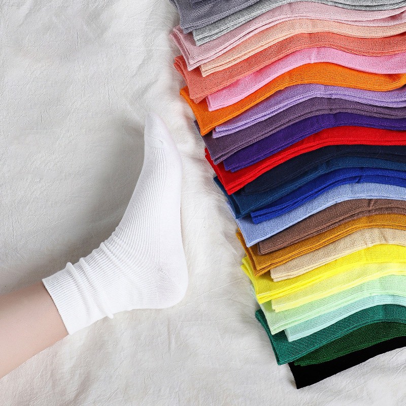 Tất vớ cổ cao chun nhún nam nữ cotton kháng khuẩn thời trang hàn quốc giá rẻ MRSOCKS VC012