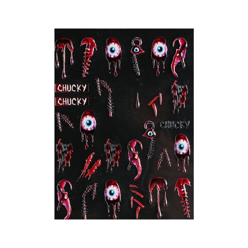 Bộ 3 Miếng Dán Trang Trí Móng Tay Họa Tiết Xương Nhện Phong Cách Halloween Độc Đáo