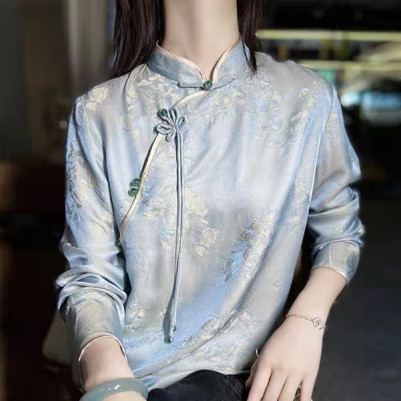 Áo cổ trang kiểu trung hoa trung quốc hán phục đi lễ chùa đầu năm kiểu sườn xám cách tân