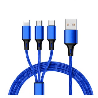 Dây sạc 3 đầu đa năng dây dù dài 1m