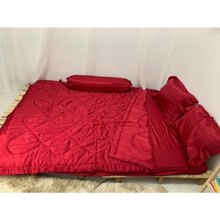 Bộ chăn drap phi màu đỏ đô