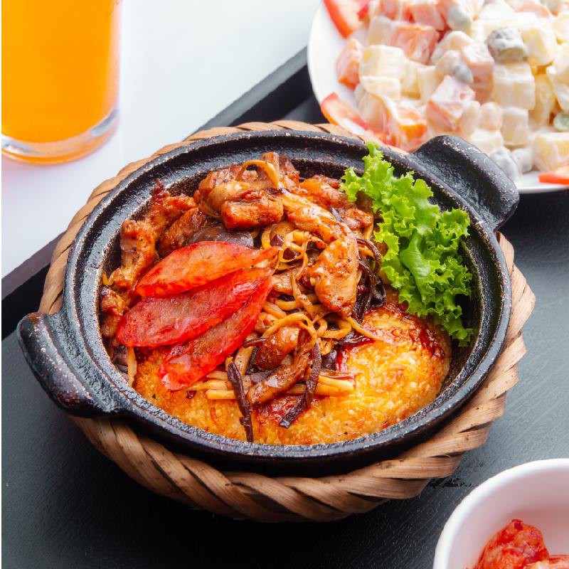 Hà Nội [Evoucher] Set 2 người: 1 cơm Gà nấm + 1 cơm thịt sốt BBQ+ 2 pepsi+ 1 canh chua tại NH Kombo - Cơm niêu Singapore