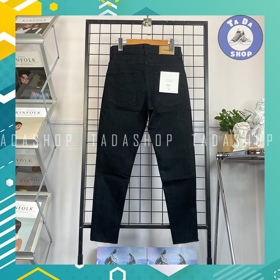 Quần jeans đen trơn cắt gấu loại đẹp