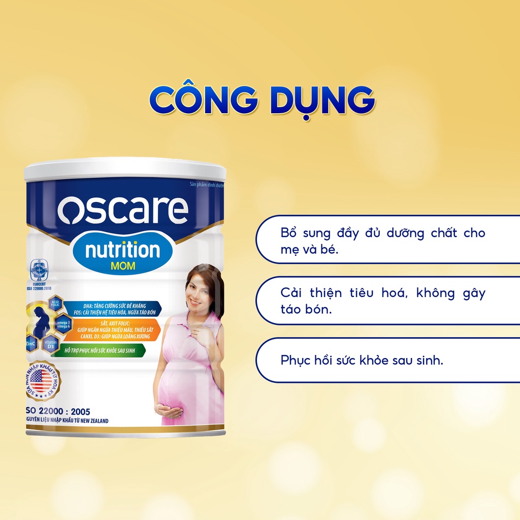 Sữa Bầu OSCARE Nutrition Mom Thơm Ngon Dễ Uống, Bổ Sung Dinh Dưỡng Cho Mẹ Và Bé Hộp 900g
