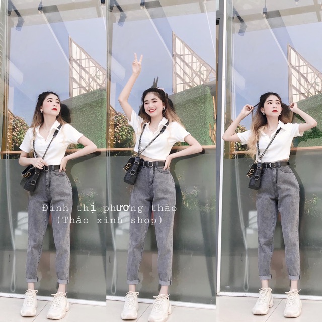 Áo croptop cổ bẻ
