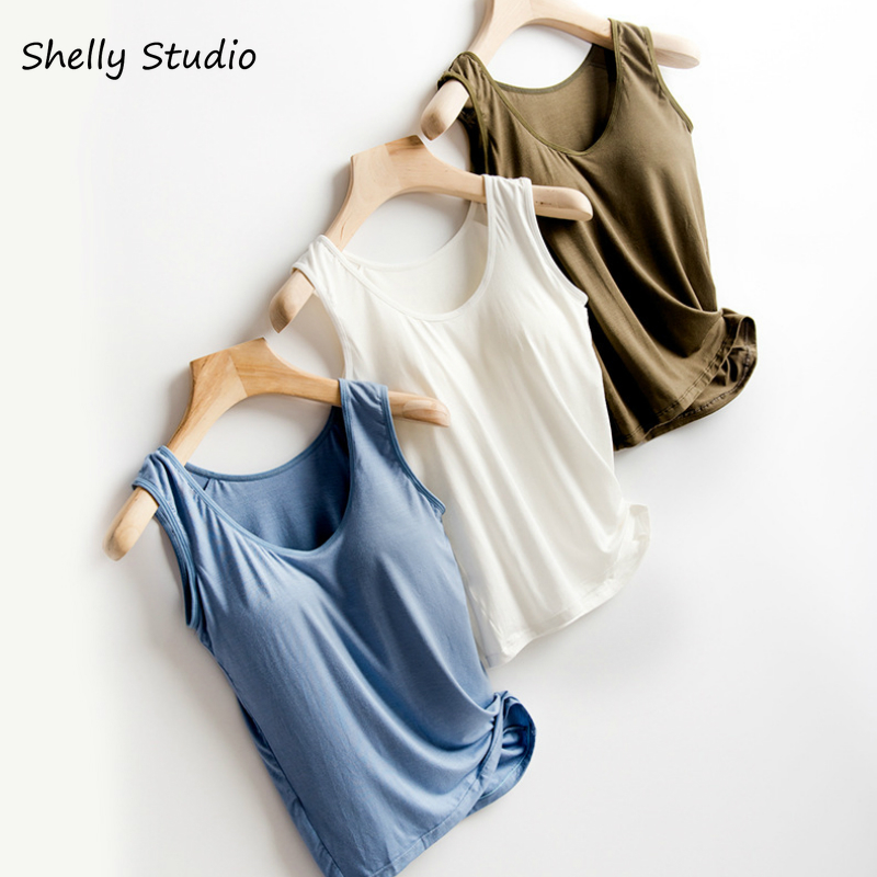 Áo Thun Ba Lỗ Sát Nách Màu Trơn Có Mút Ngực Phong Cách Nhật Bản | BigBuy360 - bigbuy360.vn