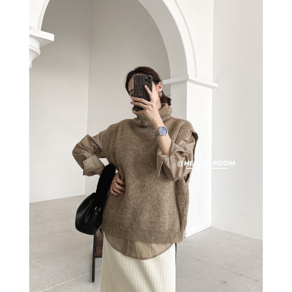 Áo gile len cổ lọ 7p - A3039 | BigBuy360 - bigbuy360.vn