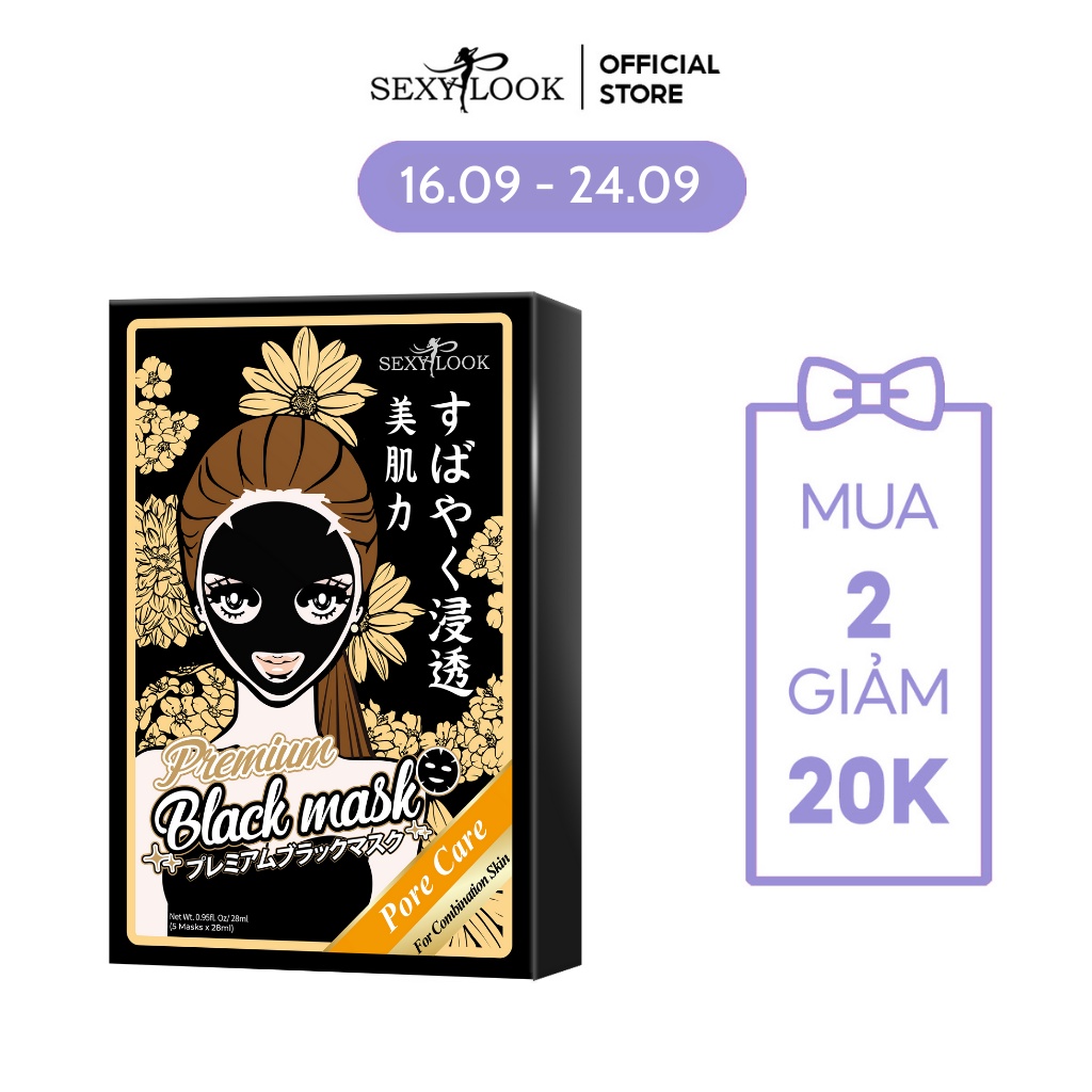 Mặt Nạ Đen SEXYLOOK Hoa Cúc Giảm Mụn Trắng (Hộp 5 miếng)