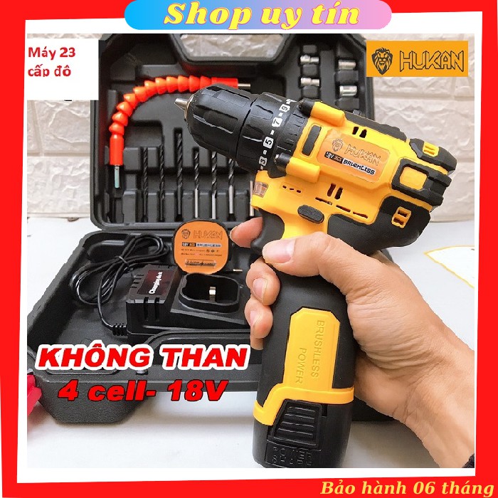 Máy khoan pin HUKAN 18V 4 cell Model XC5, máy không than