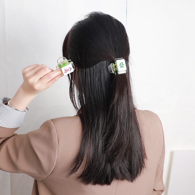 Kẹp Tóc Mạt Chược Trong Suốt Vui Nhộn Phong Cách Hàn Quốc Cho Nữ
