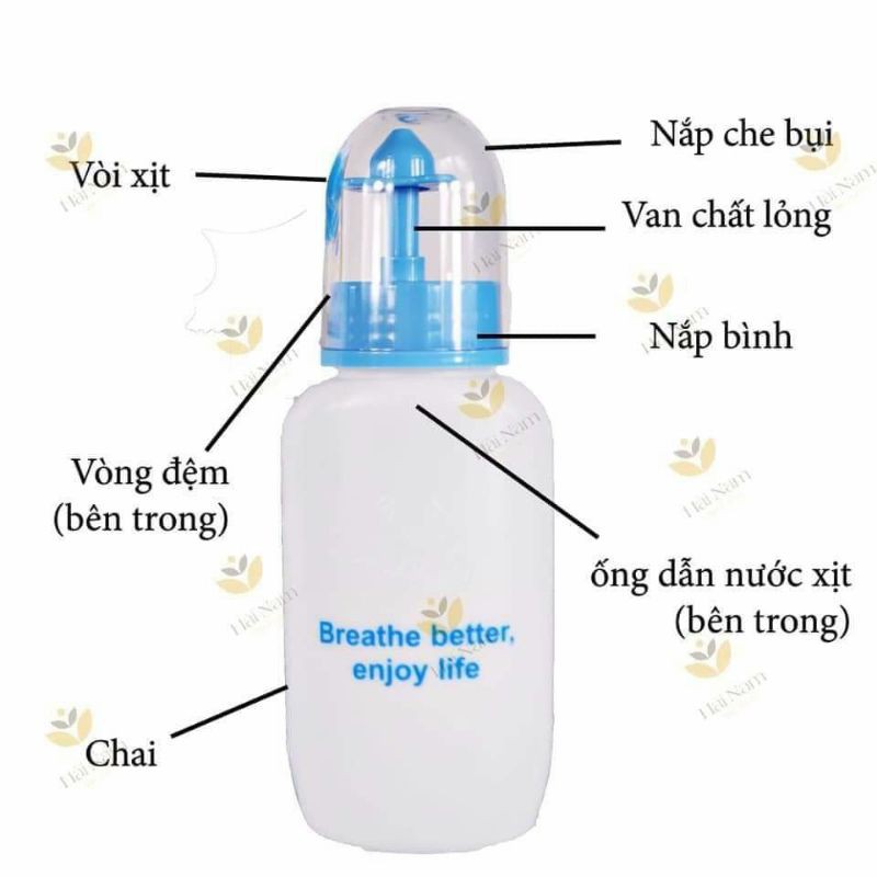 Nước rửa mũi Kichi Nasal cool (Tặng kèm bình xịt và 6 gói muối)