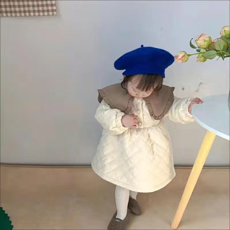Váy phao quả trám trần bông kèm túi cho bé gái hàng quảng châu