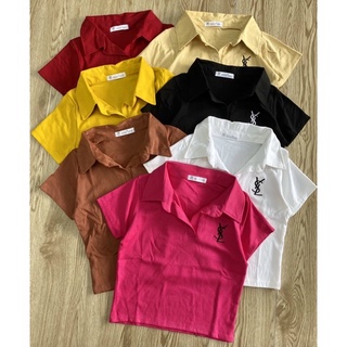 Áo thun cổ bẻ croptop chất đẹp