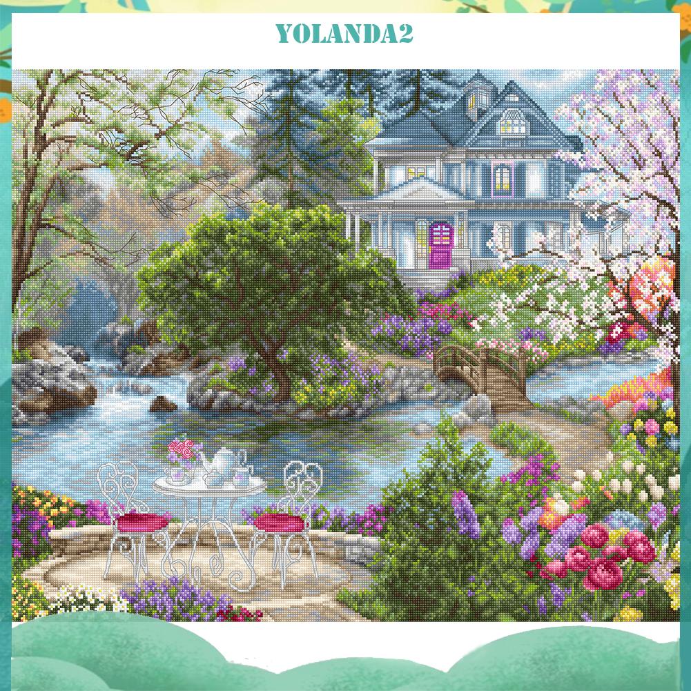 Bộ tranh thêu chữ thập hình biệt thự 11ct