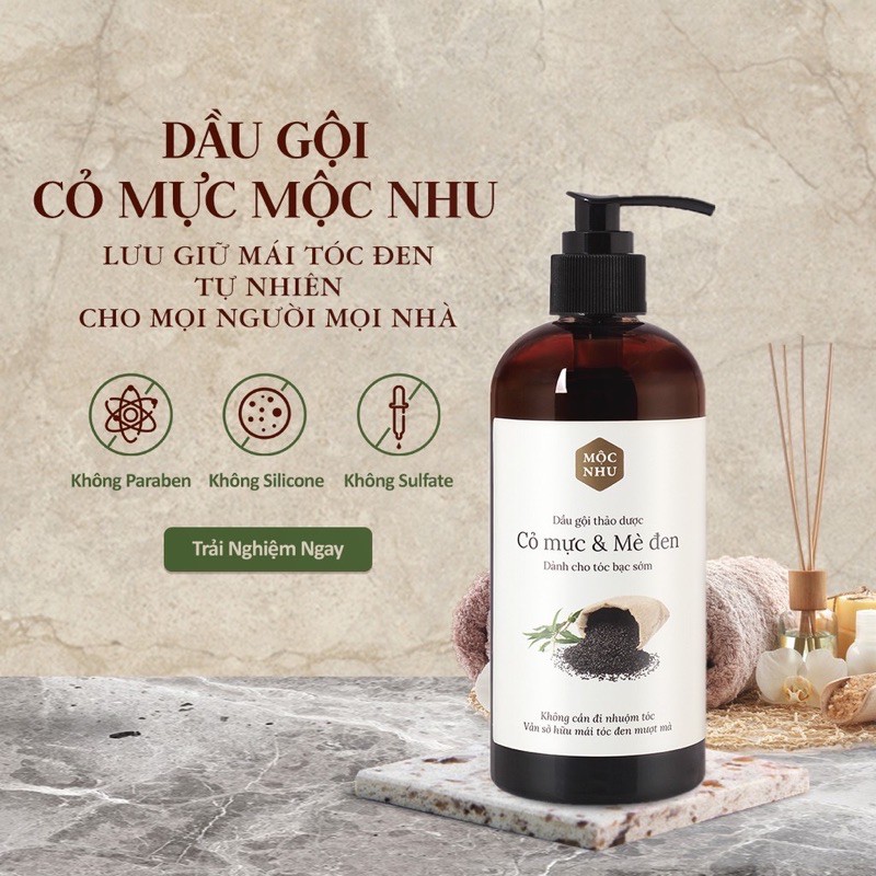 ✅MỘC NHU✅Dầu Gội Mộc Nhu Thảo Dược Cỏ Mực & Mè Đen 300ml