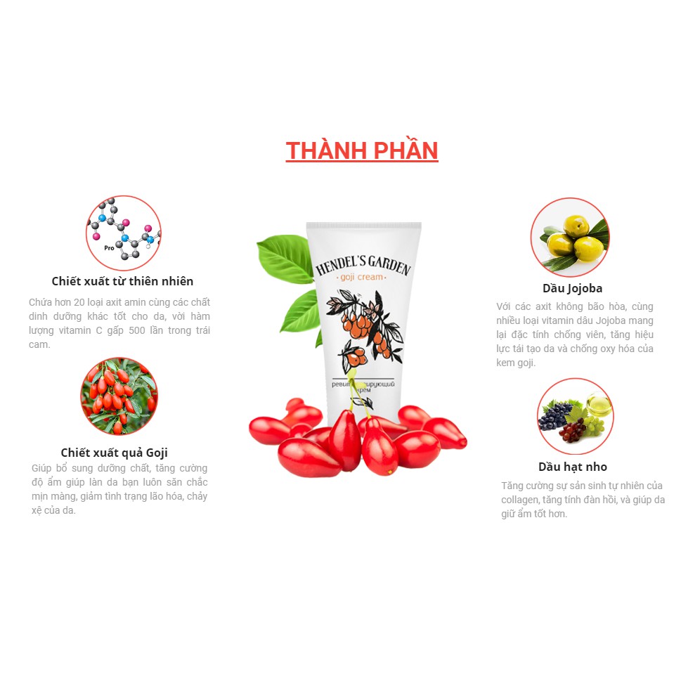 Kem xóa nếp nhăn, trẻ hóa da Goji Cream Hendels Garden