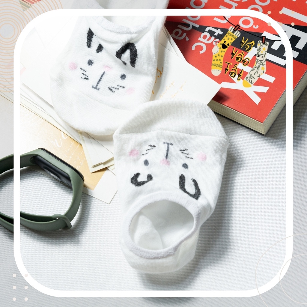 TẤT VỚ NỮ LƯỜI HOẠT HÌNH MÀU TRẮNG