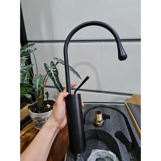 Vòi lavabo nóng lạnh chất liệu đồng tỉnh điện, vòi thiên nga nóng lạnh