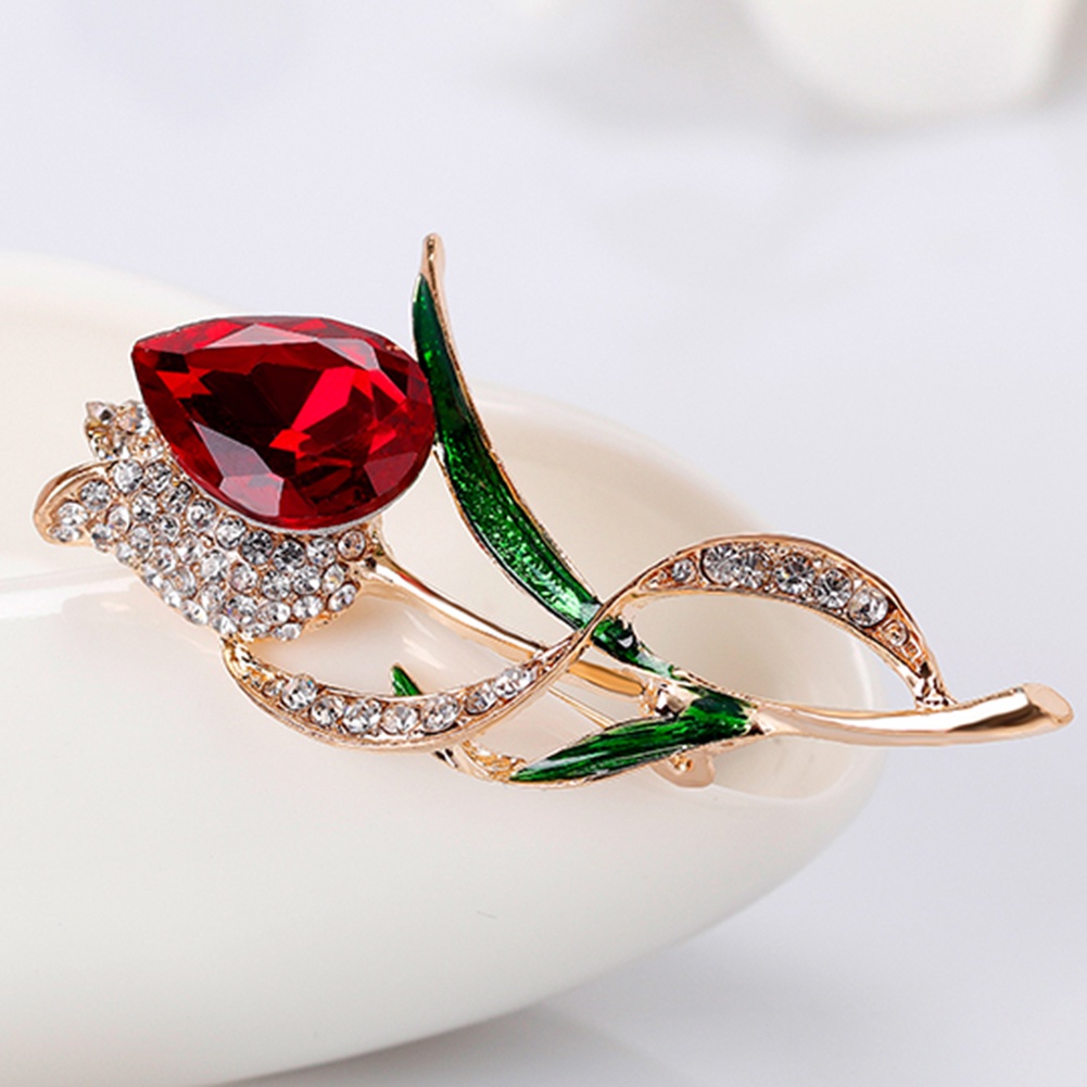 Ghim Cài Áo Hình Hoa Tulip Đính Đá Nhân Tạo Thời Trang Cho Nữ