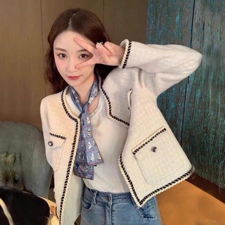Áo khoác tweed trắng ngà