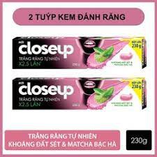 COMBO 2 Tuýp Kem đánh răng Close up Dạng Gel Trắng răng tự nhiên Khoáng đất sét và Matcha bạc hà (Hồng) 230gX2