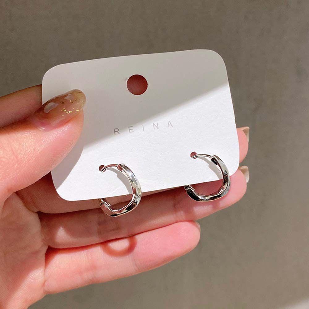 Bông Tai Kim Loại Dạng Vòng Kiểu Hình Học Phong Cách Retro Cho Nữ