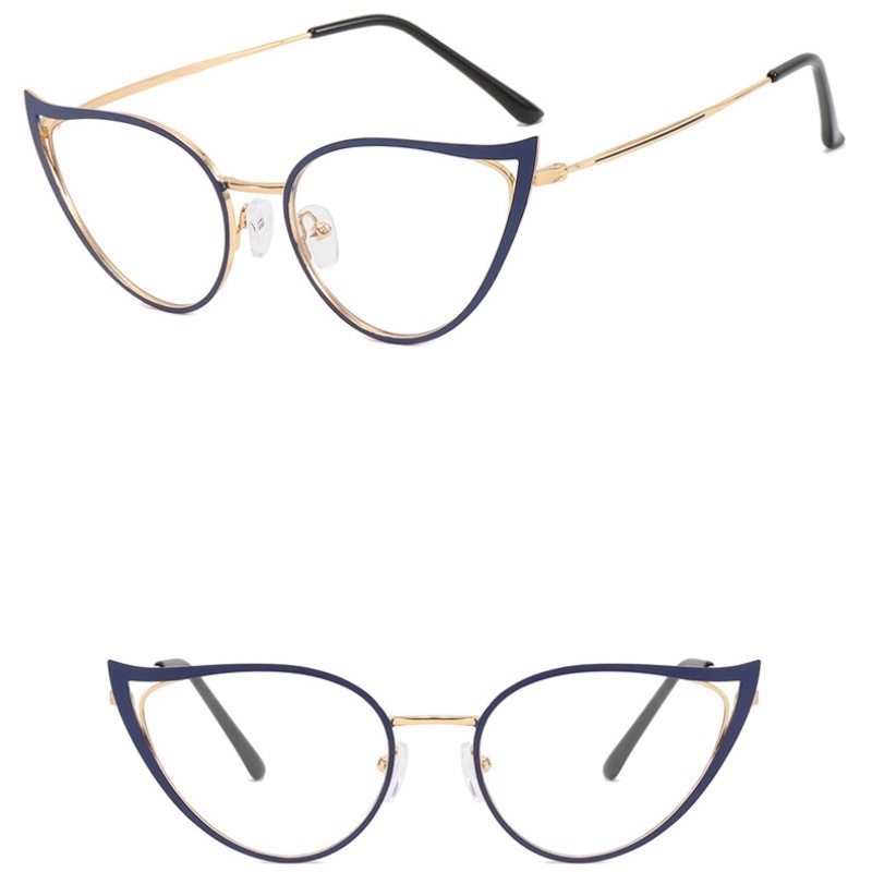 (JIUERBA) Mắt Kính Thời Trang Phương Tây Gọng Kim Loại Màu Kẹo Ngọt Mắt Mèo Ánh Sáng Xanh Lam