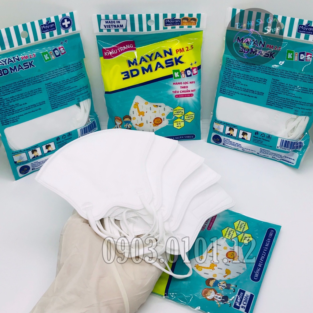 Khẩu trang 3d trẻ em cao cấp, 3d mask Mayan chính hãng với 4 lớp màng lọc kháng khuẩn theo chuẩn n95 pm2.5