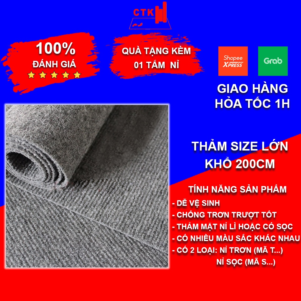 Thảm trải sàn phòng ngủ, thảm nỉ lót sàn nhà, sự kiện cao cấp nhiều màu (2m x 0.5m)