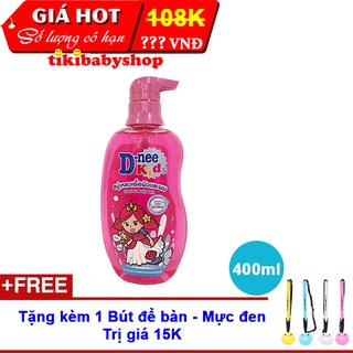 Tắm gội d-nee kids toàn thân - dnee màu hồng - chai 400ml - tặng kèm bút để bàn