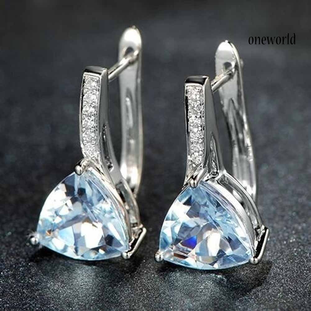 Bông Tai Đính Đá Sapphire Nhân Tạo Thanh Lịch Cho Nữ